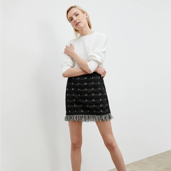 MM LaFleur The Krista Skirt Linear Interweave Black White size Medium